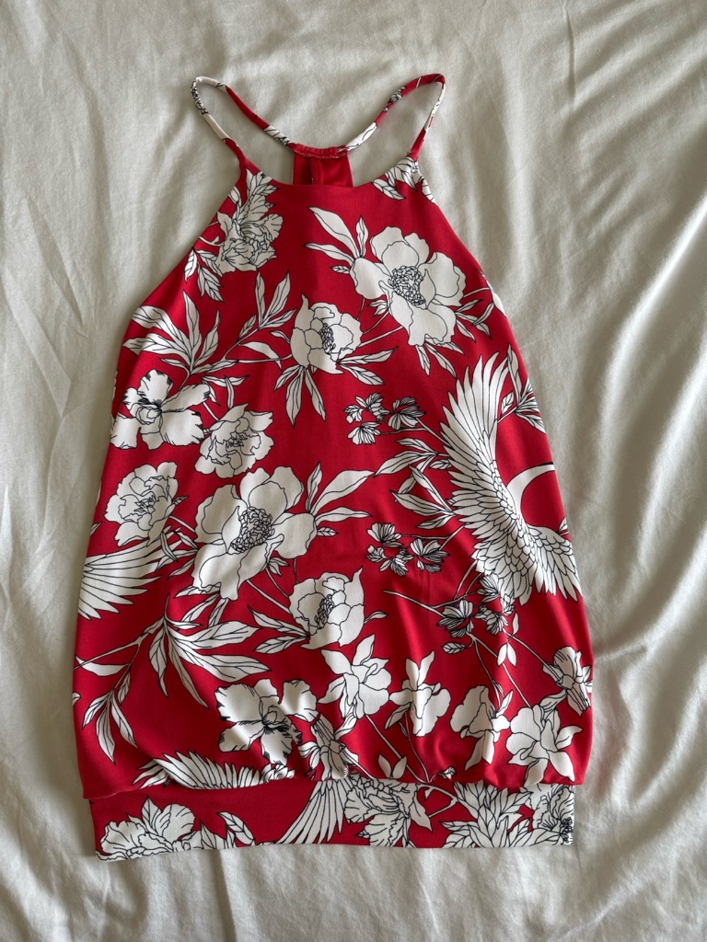Womens Express Red Floral Halter Tank